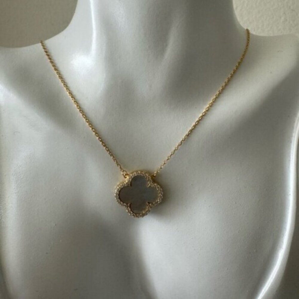 Rachel Zoe Sterling Silver 925 Gold Plated Clever Reversibl Necklace Pearl Onyx - Picture 7 of 16